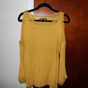 Zac & Rachel Yellow Cold Shoulder Shirt